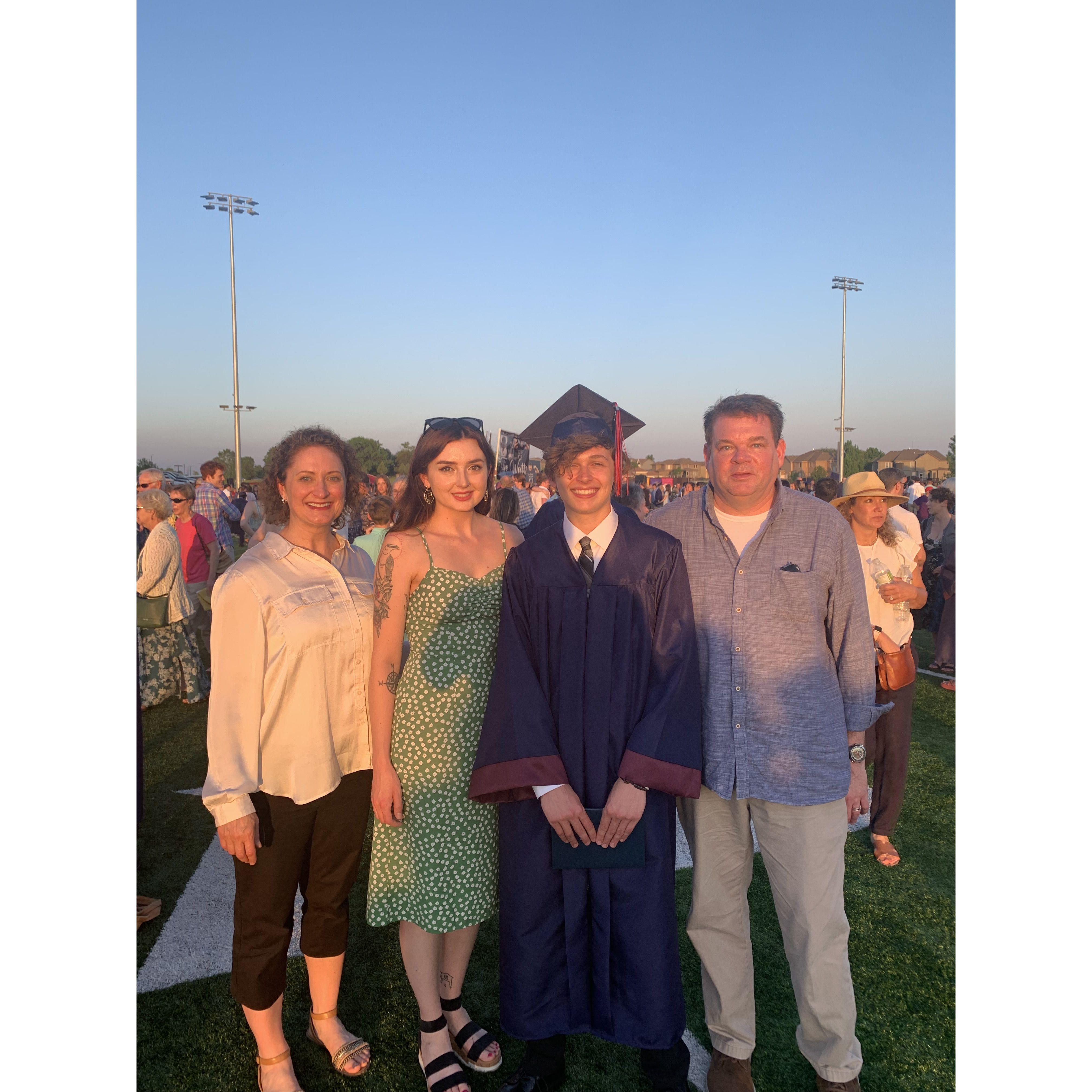 Kate's brother Gunther's high school graduation, with parents Bill and Jennifer. May 2022