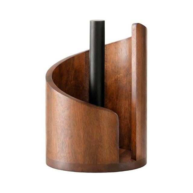 Mountain Paper Towel Holder with Mango Wood Base, Effortless One-Hand Tearing for Jumbo/Mega Rolls, Countertop Storage Organizer for Kitchen and Bathroom 7-14 Days delivery (Brown)