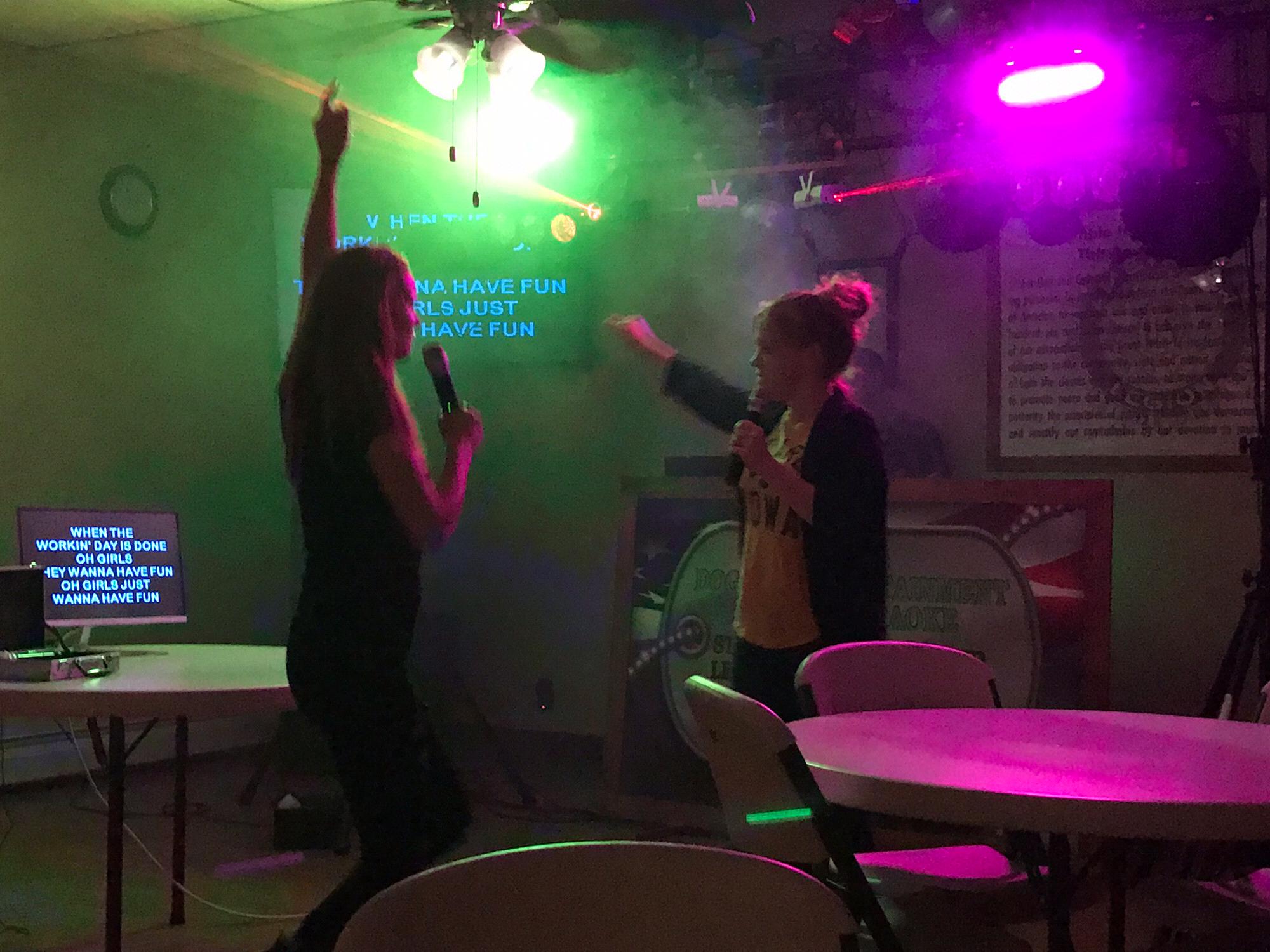 Katie and Allie rocking out to ‘girls just wanna have fun’