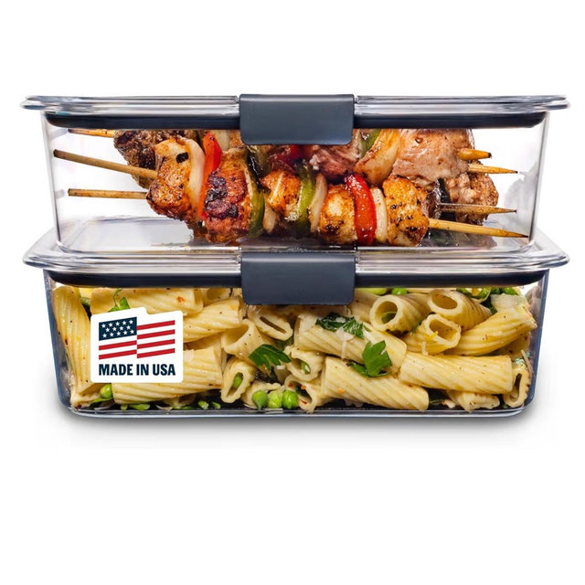 Rubbermaid Brilliance BPA-Free Food Storage Containers with Lids, Airtight Clear Set of 2 (9.6 Cup), Ideal for Lunch, Meal Prep, and Leftovers