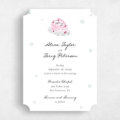 White Ticket Wedding Invitation - Moire Classic