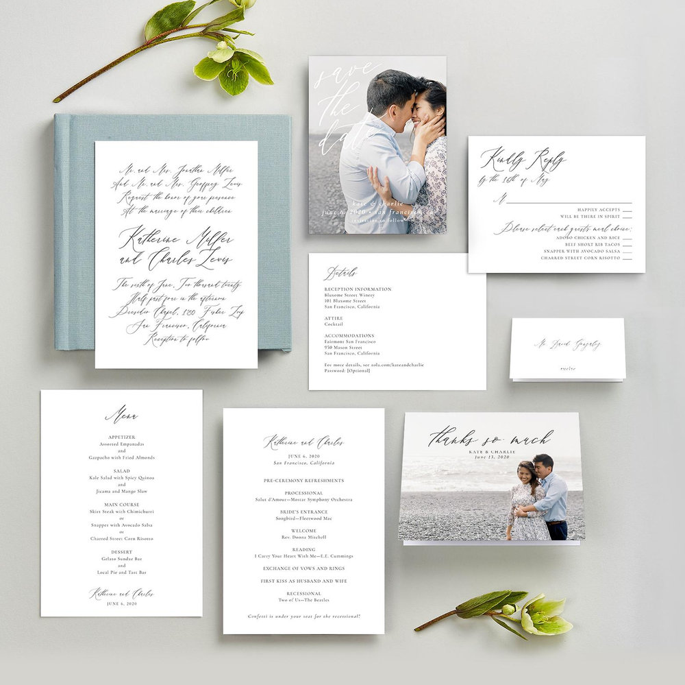 Violin Portrait | White | Zola Save The Dates