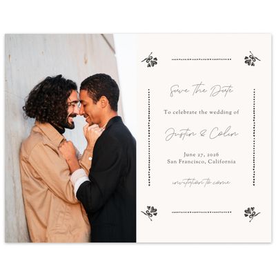 Beige Bordered Wedding Digital Save the Date - Coeur Photo