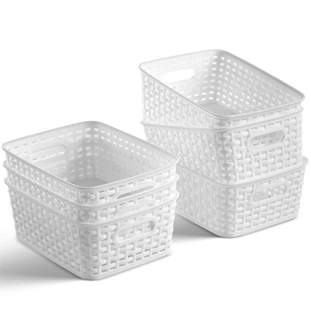  Bekith 9 Pack Plastic Storage Basket, Woven Basket