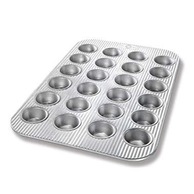 USA Pan Bakeware Mini Cupcake and Muffin Pan, 24 Well, Nonstick & Quick Release Coating, Made in the USA from Aluminized Steel