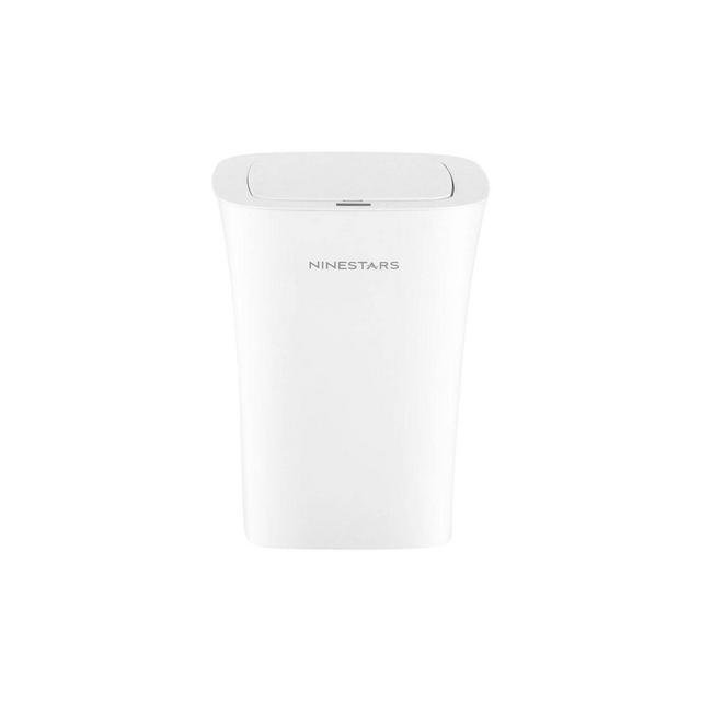 Nine Stars 10L/2.6gal Motion Sensor & Water Resistant Trash Can White: Bathroom Trash Can with Lid, Smell Resistant