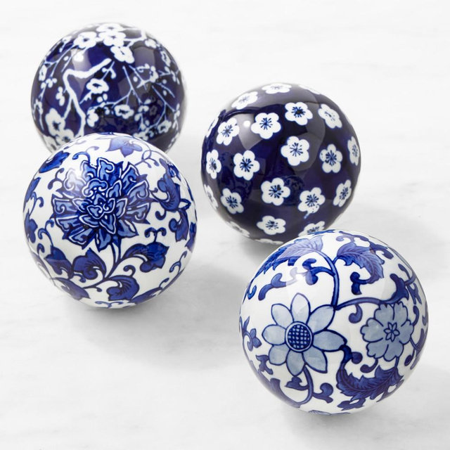 Blue and White Ceramaic Orbs