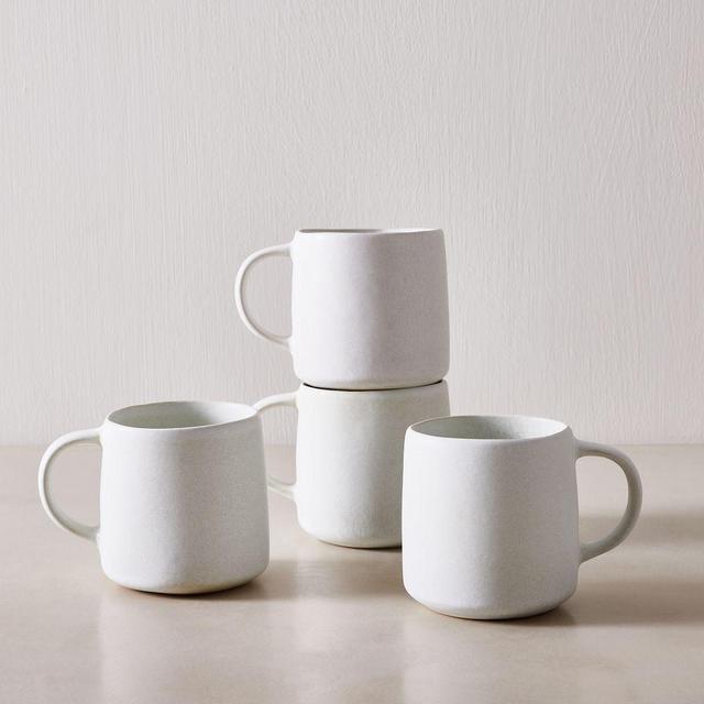 Aaron Probyn Kanto Collection, Handed Mug, Ice White, Set of 4