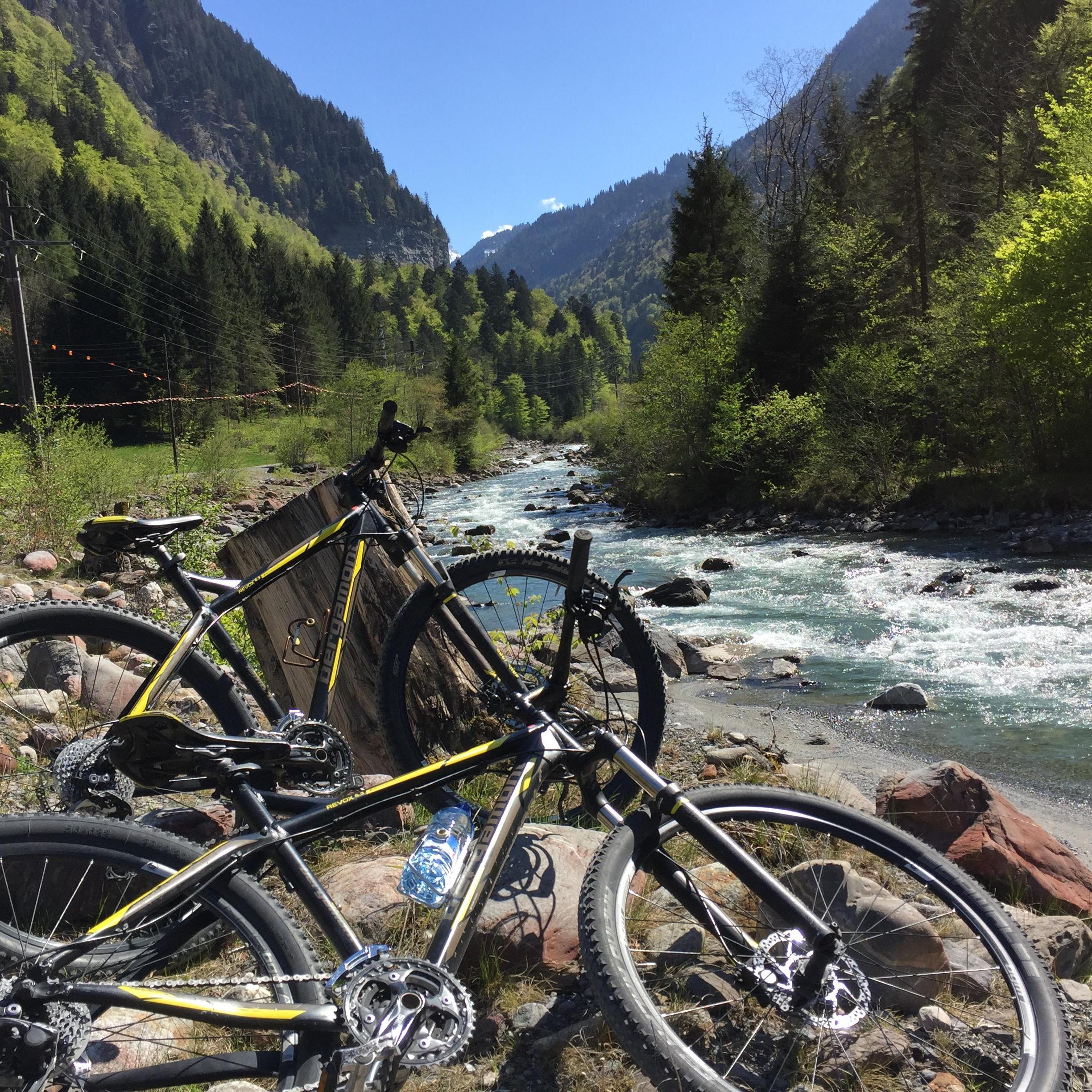 A bike ride through beautiful scenery in Switzerland.
