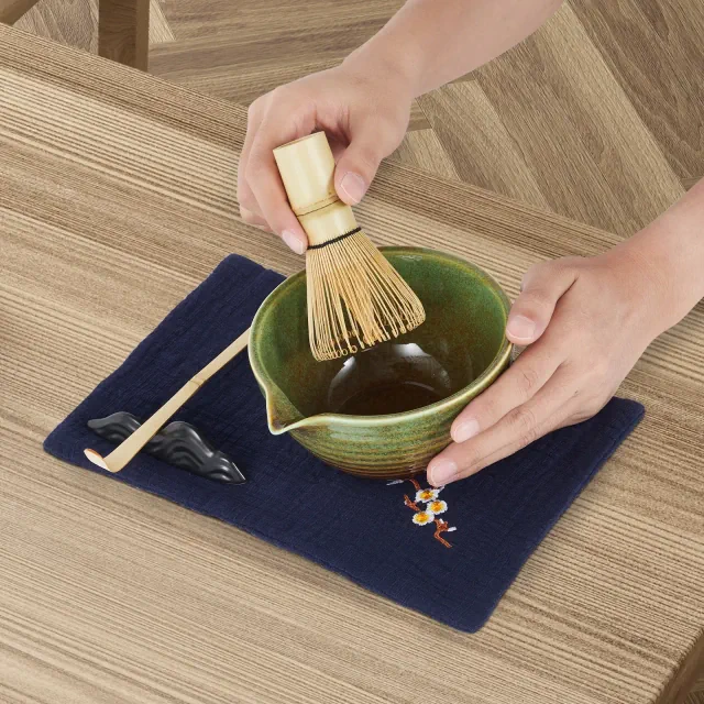 COZONY 7-Piece Matcha Whisk Set with Ceramic Bowl Bamboo Tools Stainless Sifter, Tea Towel Complete Kit for Traditional Tea Preparation