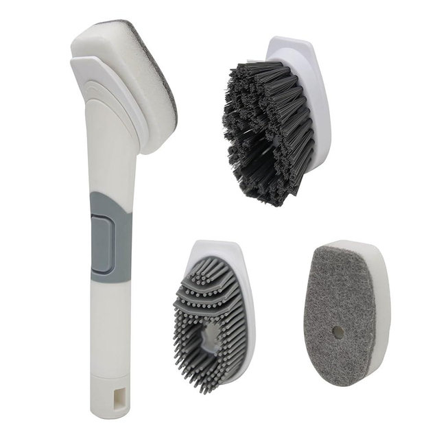 onlyhe Dish Brush with Soap Dispenser, Dish Wand, Dish Sponge Set - Multi-Use Kitchen Sponges & Scrub Brush for Cleaning Dishes, Kitchen Dish Brush with Handle,4 Replacement Brush Heads