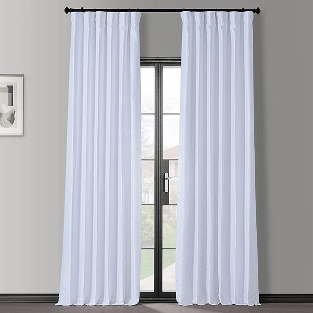 HPD Half Price Drapes PDCH-KBS1BO-108 Blackout Vintage Textured Faux Dupioni Curtain (1 Panel), 50 X 108, Ice
