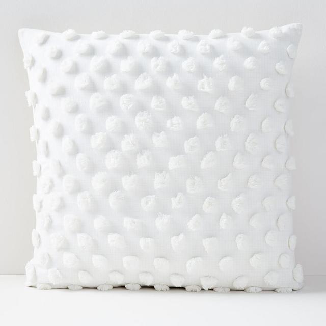 Candlewick Pillow Cover, Set of 2, 24"x24", Stone White