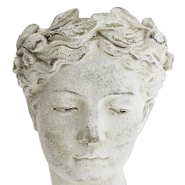 Wall-Mounted Greek/Roman Style Female Statue Head Cement Planter, 8"