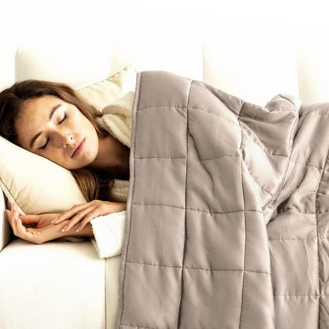 Luna [Cotton Cooling Weighted Blankets] Premium Quality - Breathable All Seasons Weighted Blankets - [Featured on The Today Show] - 100% Oeko-Tex [15lbs - Queen - 60" x 80"] [Beige]