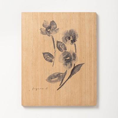 8" x 10" Floral Stem Wood Slab Wall Art - Hearth & Hand™ with Magnolia