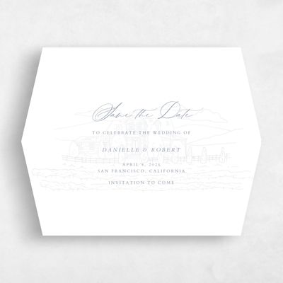 Grey Diamond Wedding Save the Date - Malcesine Landscape