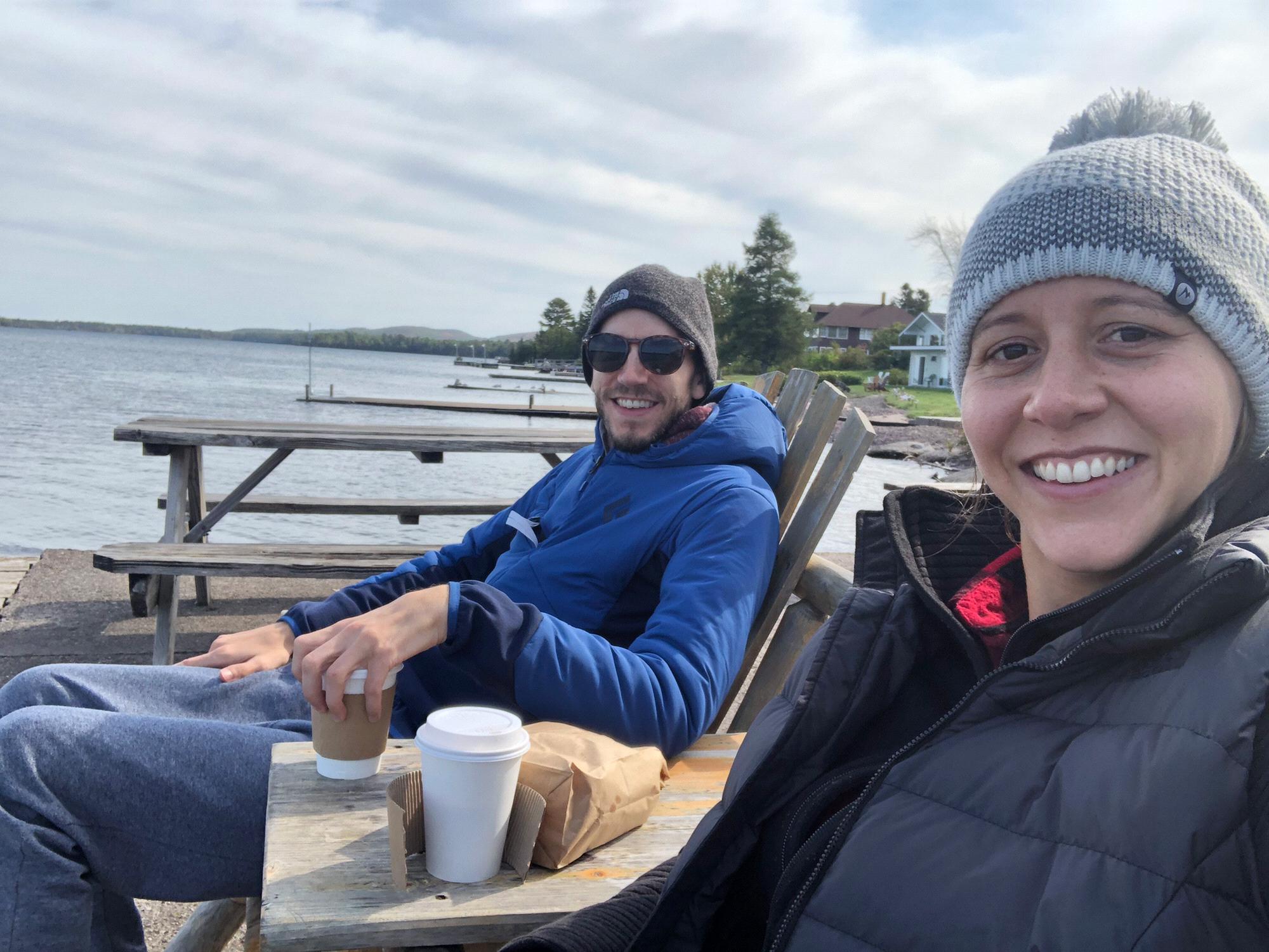 Joe loves exploring new coffee shops, what better day than on his birthday in Copper Harbor, MI.