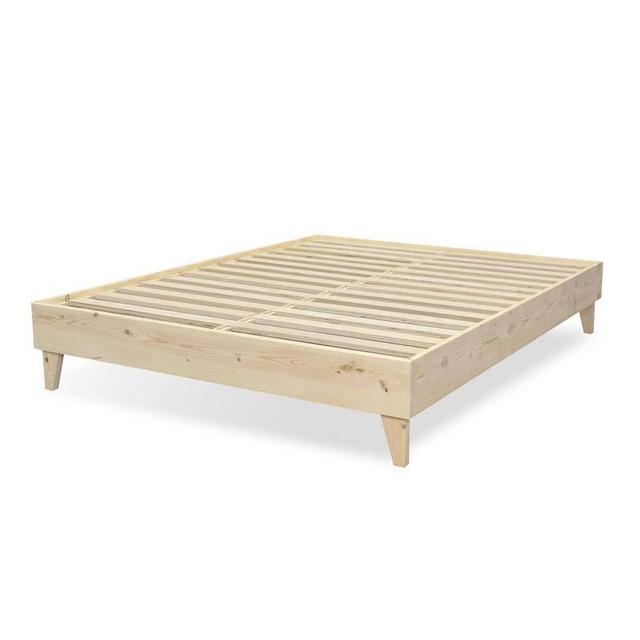 eLuxurySupply Wood Bed Frame - 100% North American Pine - Solid Mattress Platform Foundation w/Pressed Pine Slats - Easy Assembly - King