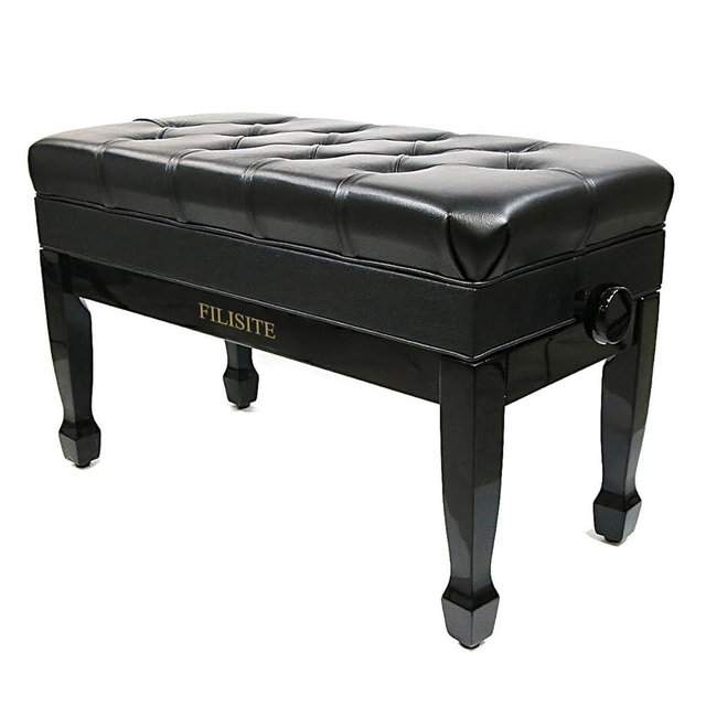 FILISITE Genuine Leather Duet Piano Bench with Storage,Adjustable Heavy Duty Wooden Double Keyboard Seat XHJ-11G(Black)