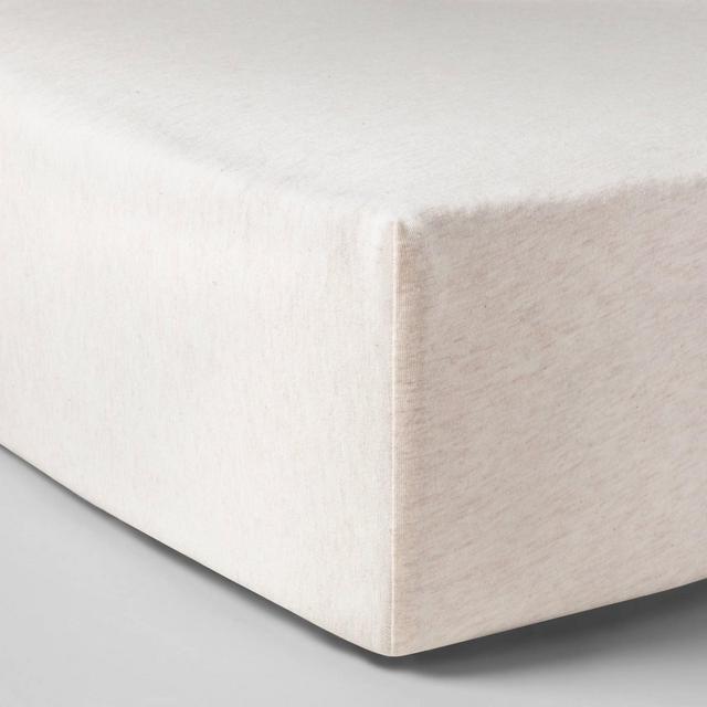 Fitted Crib Sheet Jersey Knit Oatmeal Heather - Cloud Island™ Oatmeal