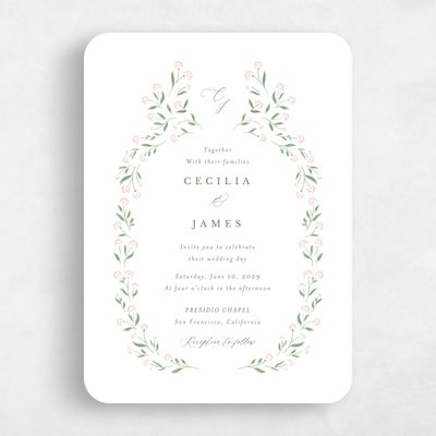 White Rounded Wedding Invitation - Samlet Portrait