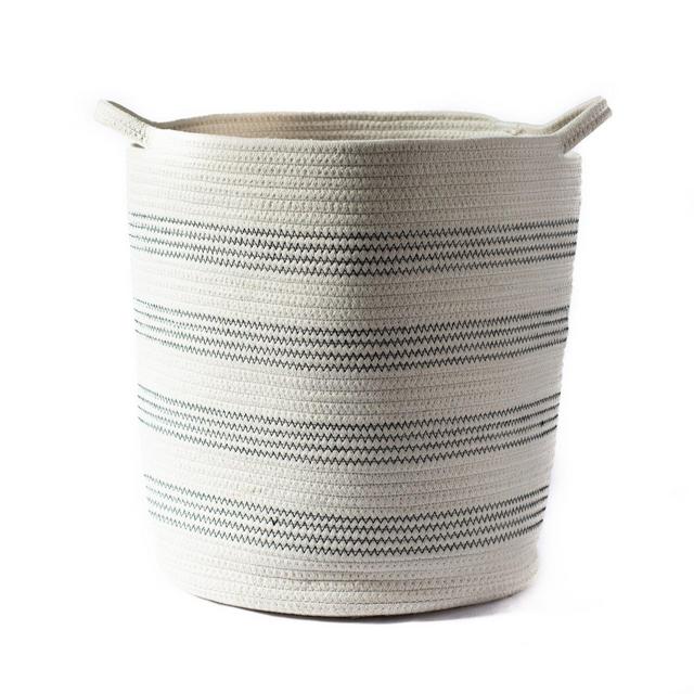 Cotton Rope Woven Basket - Tidy Loft Co - 16" x 13" with Handles, for Toy Organization, Blanket Storage, Laundry or Baby Nursery