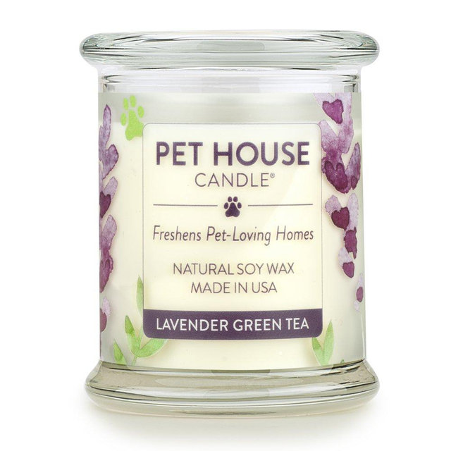 One Fur All 100% Natural Soy Wax Candle, 20 Fragrances - Pet Odor Eliminator, Appx 60 Hrs Burn Time, Non-Toxic, Reusable Glass Jar Scented Candles – Pet House Candle, Lavender Green Tea