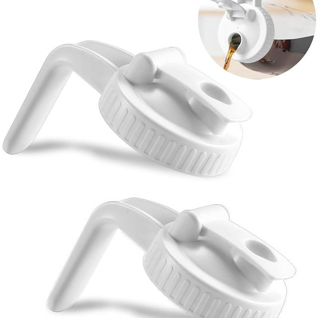 2 Pack Wide Mouth Mason Jar Lids V-Shaped with Handle, Mason Jar Pour Spout Lid with Extended Flip Lid Easy to Open, Airtight Leak Proof and Durable