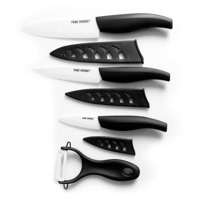 Prime Gourmet 4-Piece Cutlery Set with Sheaths in White