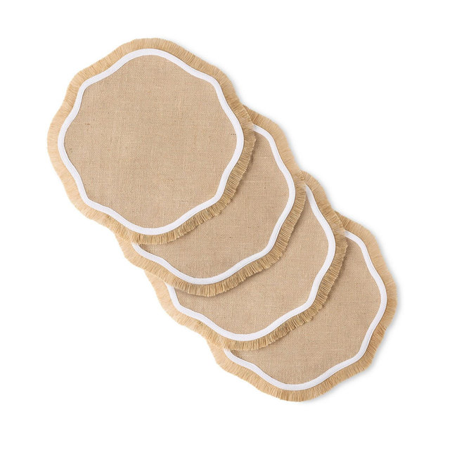 Fiesta Textured Jute Scallop Border Placemat, Set of 4