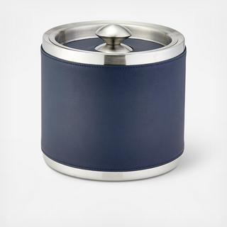 Traditional Leather Ice Bucket with Tong