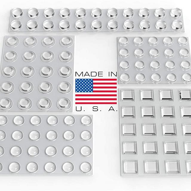Clear Adhesive Bumper Pads 106-PC Combo Pack (Round, Spherical, Square) - Sound Dampening Transparent Rubber Feet for Cabinet Doors, Drawers, Glass Tops, Picture Frames, Cutting Boards