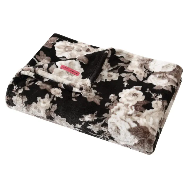Betsey Johnson Vintage Floral Black King Blanket
