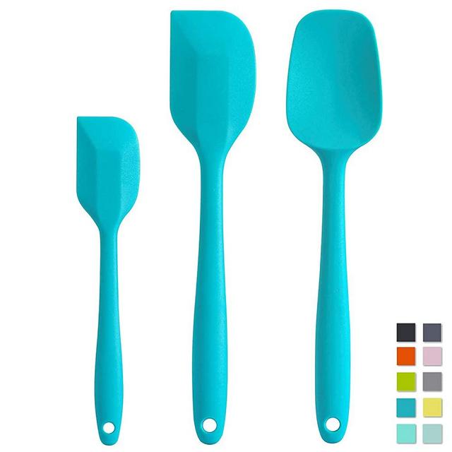 Cooptop Silicone Spatula Set - Rubber Spatula - Heat Resistant Baking Spoon & Spatulas - Pro Grade Non-stick Silicone with Steel Core (Teal Blue)