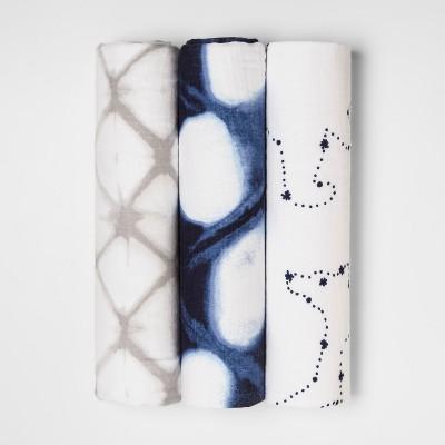 cloud island™ - Muslin Swaddle Blankets Starry Slumber 3pk - Cloud Island™ Blue