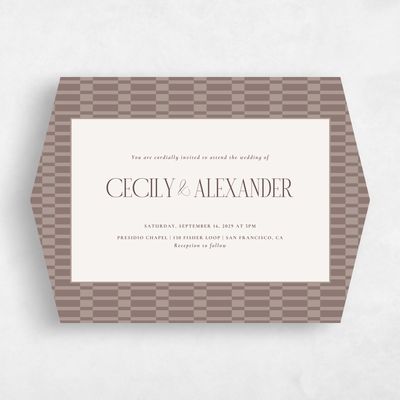 Brown Diamond Wedding Invitation - Jody Landscape