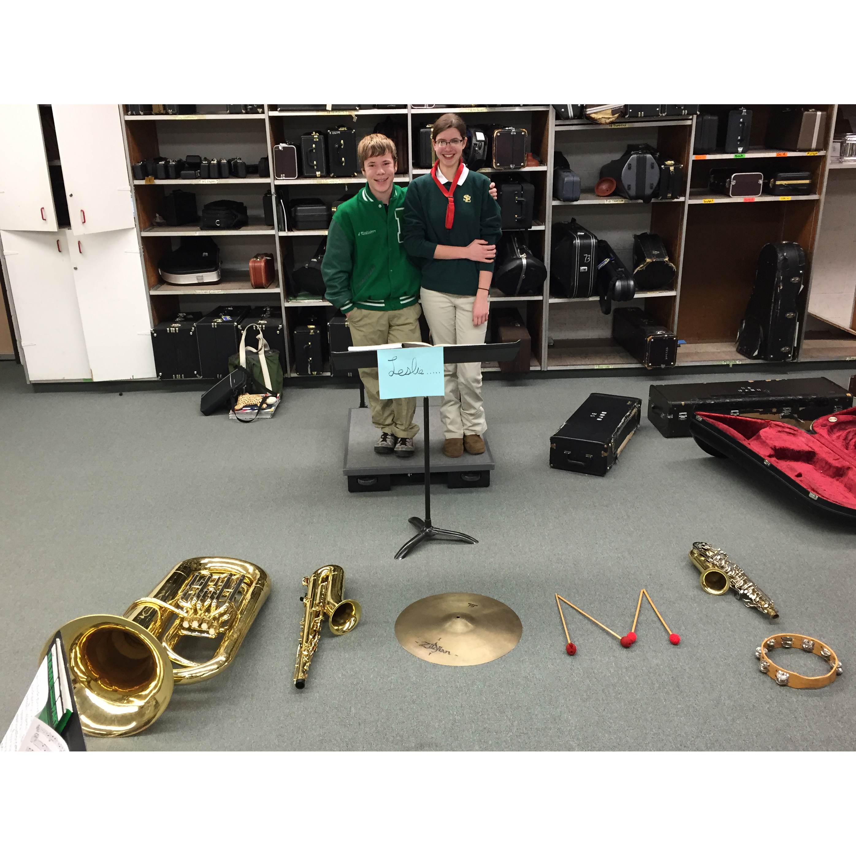 Andrew 'promposes' to Leslie before jazz band in 2015, kicking off our 8 (and many more) years together