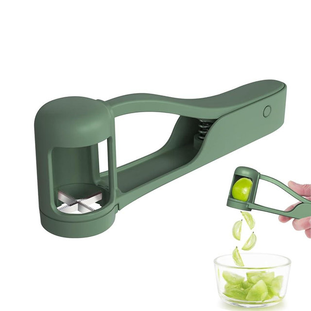 Luvan Grape Cutter for Toddlers 1-3, Grape Slicer Kitchen Gadget for Vegetable Fruit Salad Cake Decor, Stainless Steel Baby Grape Quarter Cutter Tool for Cherry Tomato Strawberry Blueberry - Green