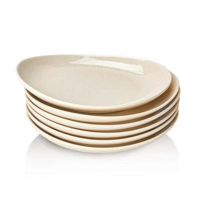 Sweese Porcelain 7.8 Inch Dessert Plates Set of 6 - Beige Salad Plates, Appetizer Plates, Small Plates - Dishwasher, Microwave, Oven Safe, Smooth Glaze, Scratch Resistant