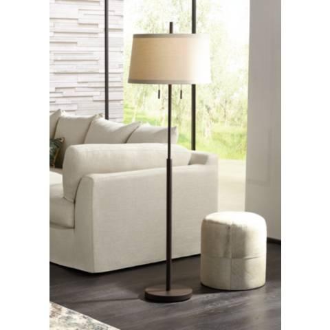 Possini Euro Nayla Bronze Finish Steel Floor Lamp