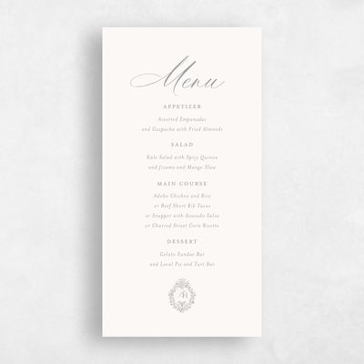 Grey Greenery Wedding Menu - Lockwood