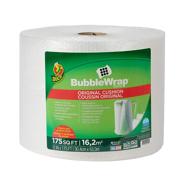 Duck Brand Bubble Wrap Roll, Original Bubble Cushioning, 12" x 175', Perforated Every 12" (286891)