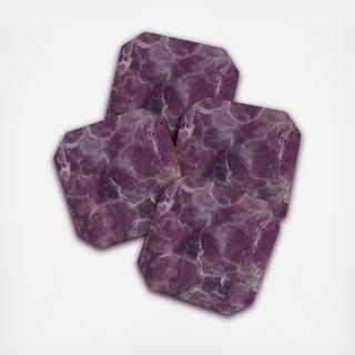 Amethyst Marble Coaster, Set of 4