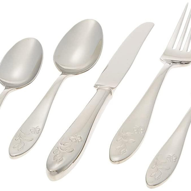 Lenox Butterfly Meadow 5-Piece Stainless Steel Place Setting, Service for 1 , Silver -