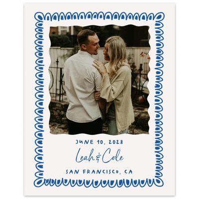 Light Oatmeal, Blue Wedding Digital Save the Date - Ceres Photo