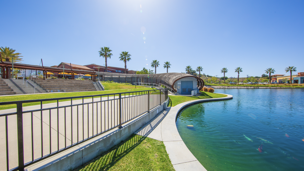 Dos Lagos Lake Amphitheater Located in The Shops Of Dos Lagos Wedding