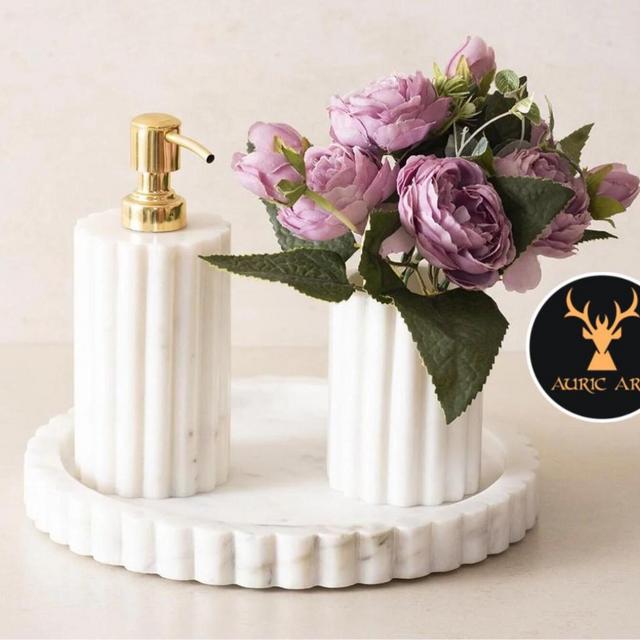 Pearly Marble Bathroom Set By Auricartsandcrafts