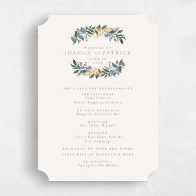 Pink Ticket Wedding Program - Souci