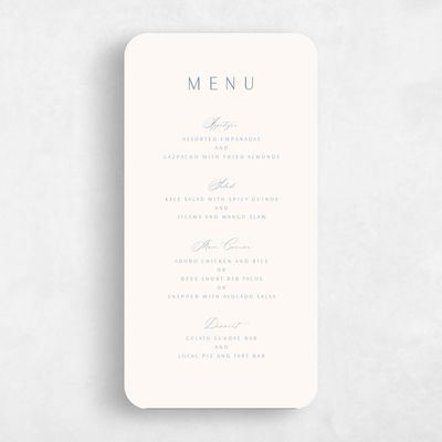 Blue Rounded Wedding Menu - Elincourt